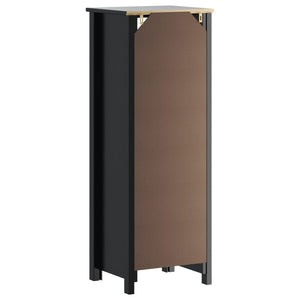Schwarzer Badschrank Kiefer Massivholz 40x34x110 cm