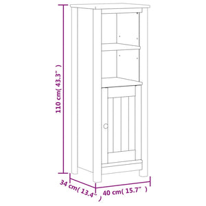 Schwarzer Badschrank Kiefer Massivholz 40x34x110 cm