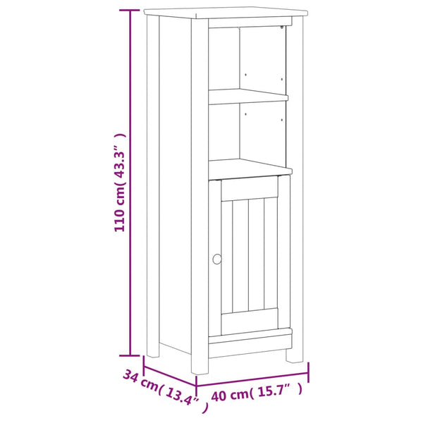 Schwarzer Badschrank Kiefer Massivholz 40x34x110 cm