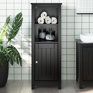 Schwarzer Badschrank Kiefer Massivholz 40x34x110 cm