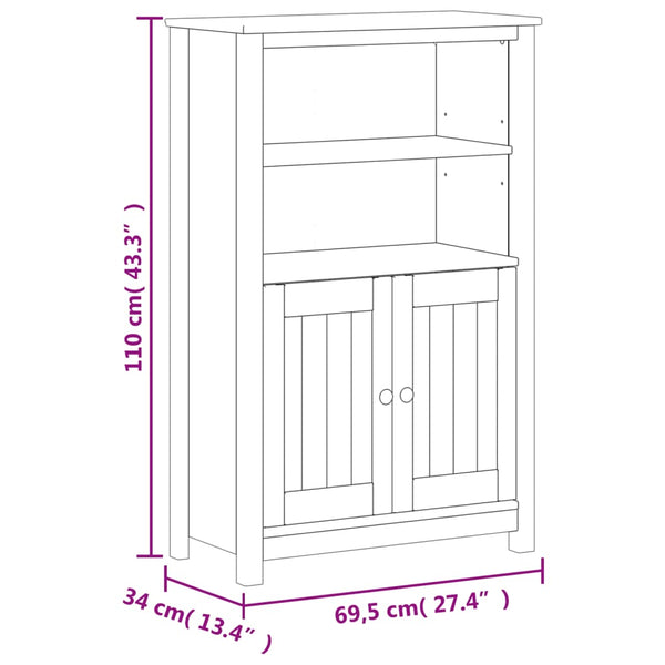 Weißer Badschrank Kiefer Massivholz 110cm