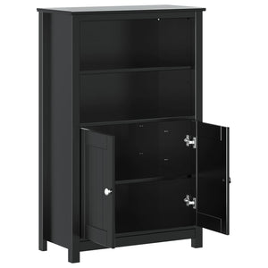 Schwarzer Badschrank Kiefer Massivholz 110cm