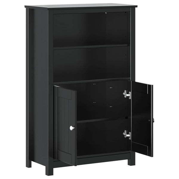 Schwarzer Badschrank Kiefer Massivholz 110cm