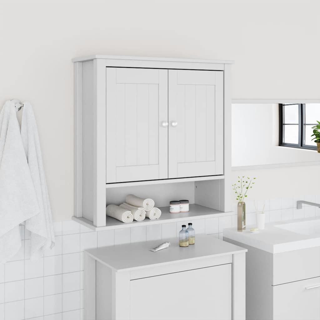 vidaXL Armoire murale de salle de bain BERG Blanc 69,5x27x71,5 cm Bois massif