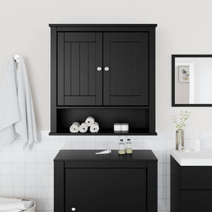 Schwarzer Bad Wandschrank Kiefer Massivholz