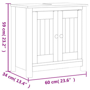 vidaXL Meuble sous-vasque BERG Blanc 60x34x59 cm Bois de pin massif