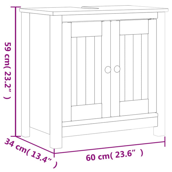 vidaXL Meuble sous-vasque BERG Blanc 60x34x59 cm Bois de pin massif