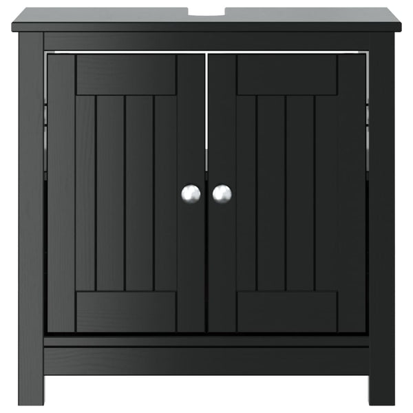 Waschbeckenunterschrank Schwarz Kiefer 60cm