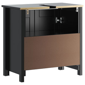 Waschbeckenunterschrank Schwarz Kiefer 60cm