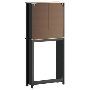 vidaXL Meuble de machine à laver BERG Noir 76x27x164,5 cm Bois massif