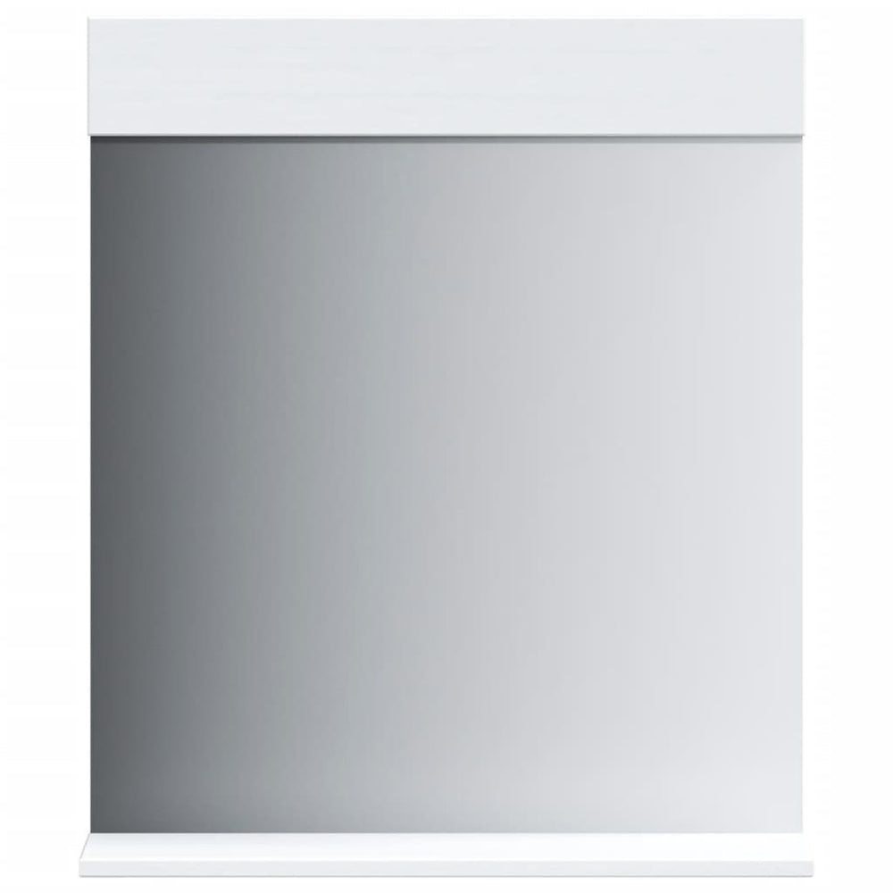 Badspiegel mit Ablage Weiß 60x70 cm Massivholz