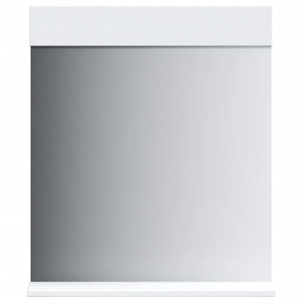Badspiegel mit Ablage Weiß 60x70 cm Massivholz