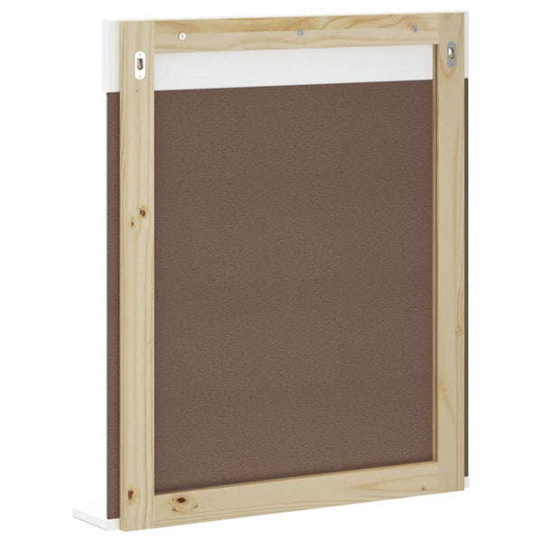 Badspiegel mit Ablage Weiß 60x70 cm Massivholz