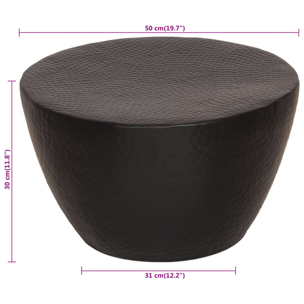 Schwarzer Couchtisch Aluminium Gehämmert Ø 50cm