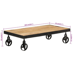 Couchtisch Mango Massivholz Rollen 100x55 cm