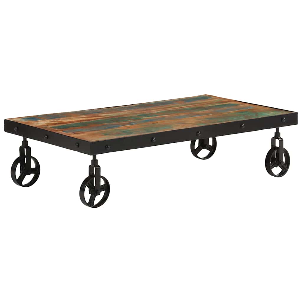 Couchtisch Altholz Massiv 100x55 cm mit Rollen