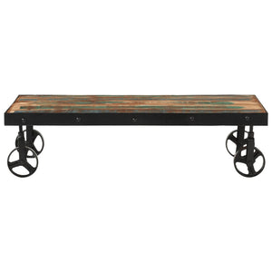 Couchtisch Altholz Massiv 100x55 cm mit Rollen