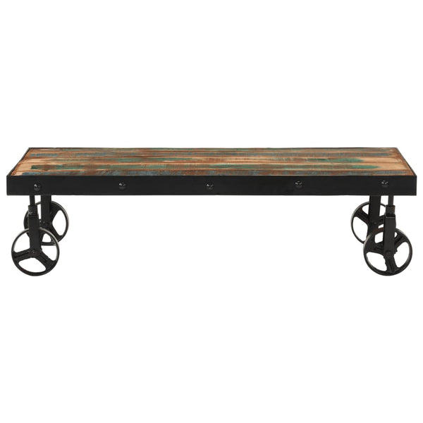 Couchtisch Altholz Massiv 100x55 cm mit Rollen