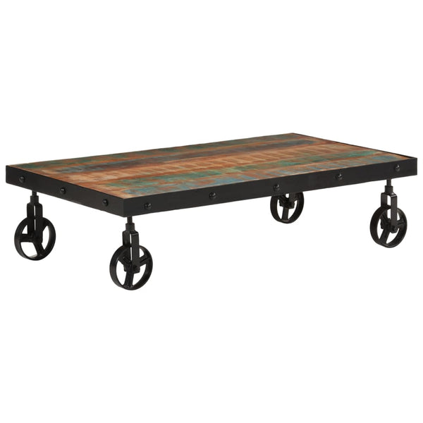 Couchtisch Altholz Massiv 100x55 cm mit Rollen