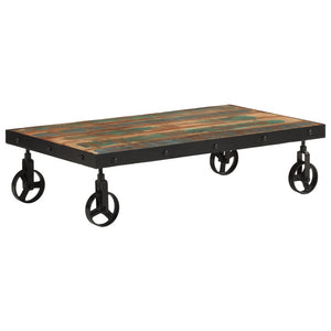 Couchtisch Altholz Massiv 100x55 cm mit Rollen