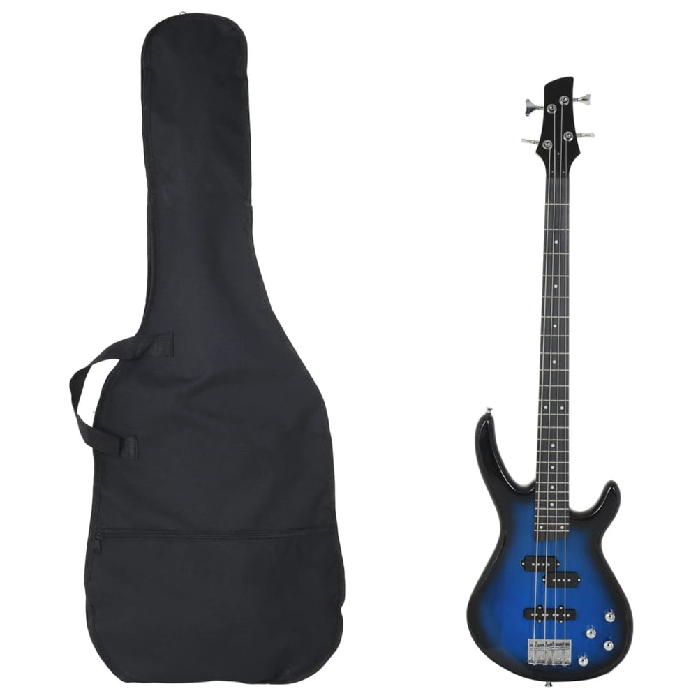 vidaXL Electric Bass Guitar for Beginners with Bag Blue and Black 4/4 46"