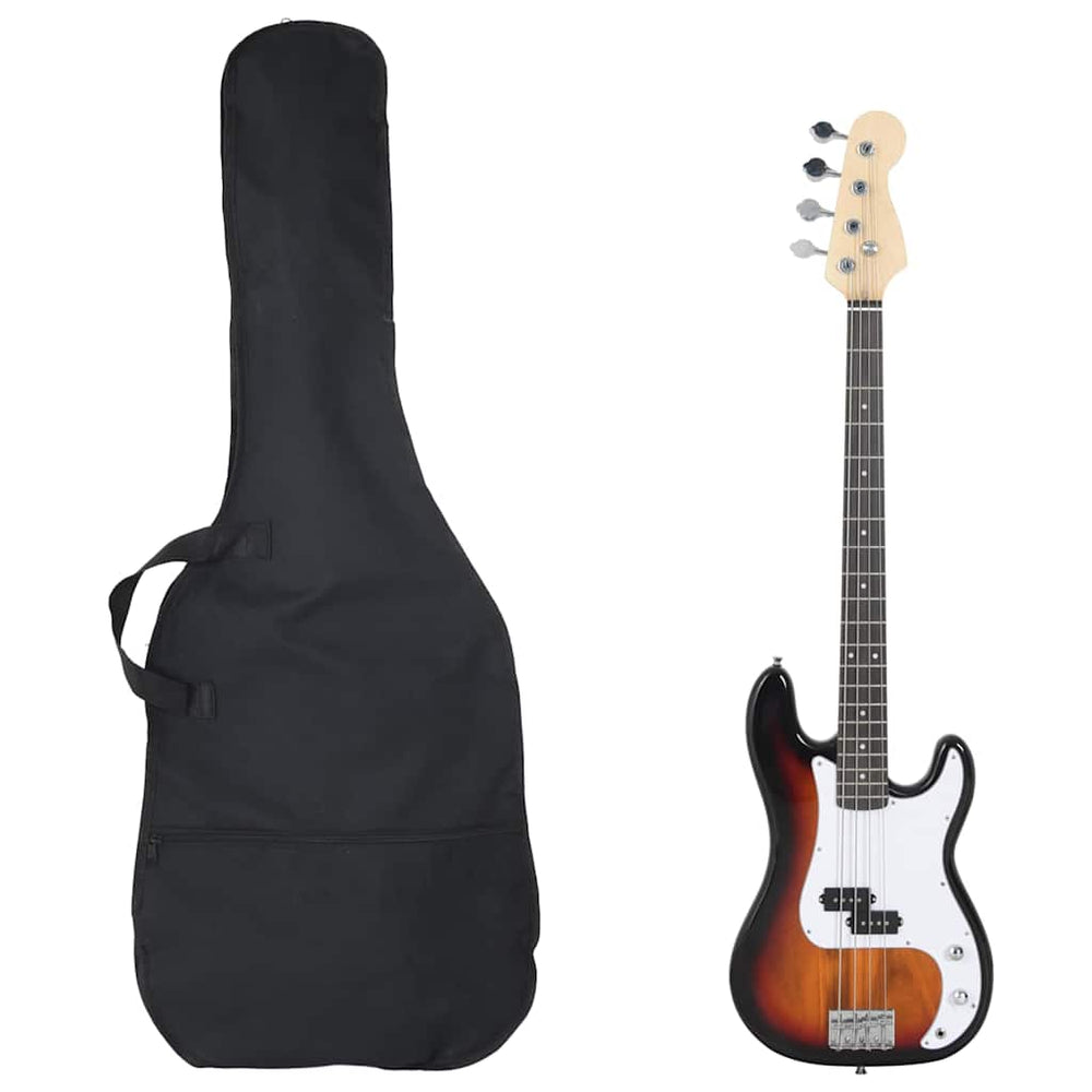 vidaXL Electric Bass Guitar for Beginners with Bag Brown and White 4/4 46"