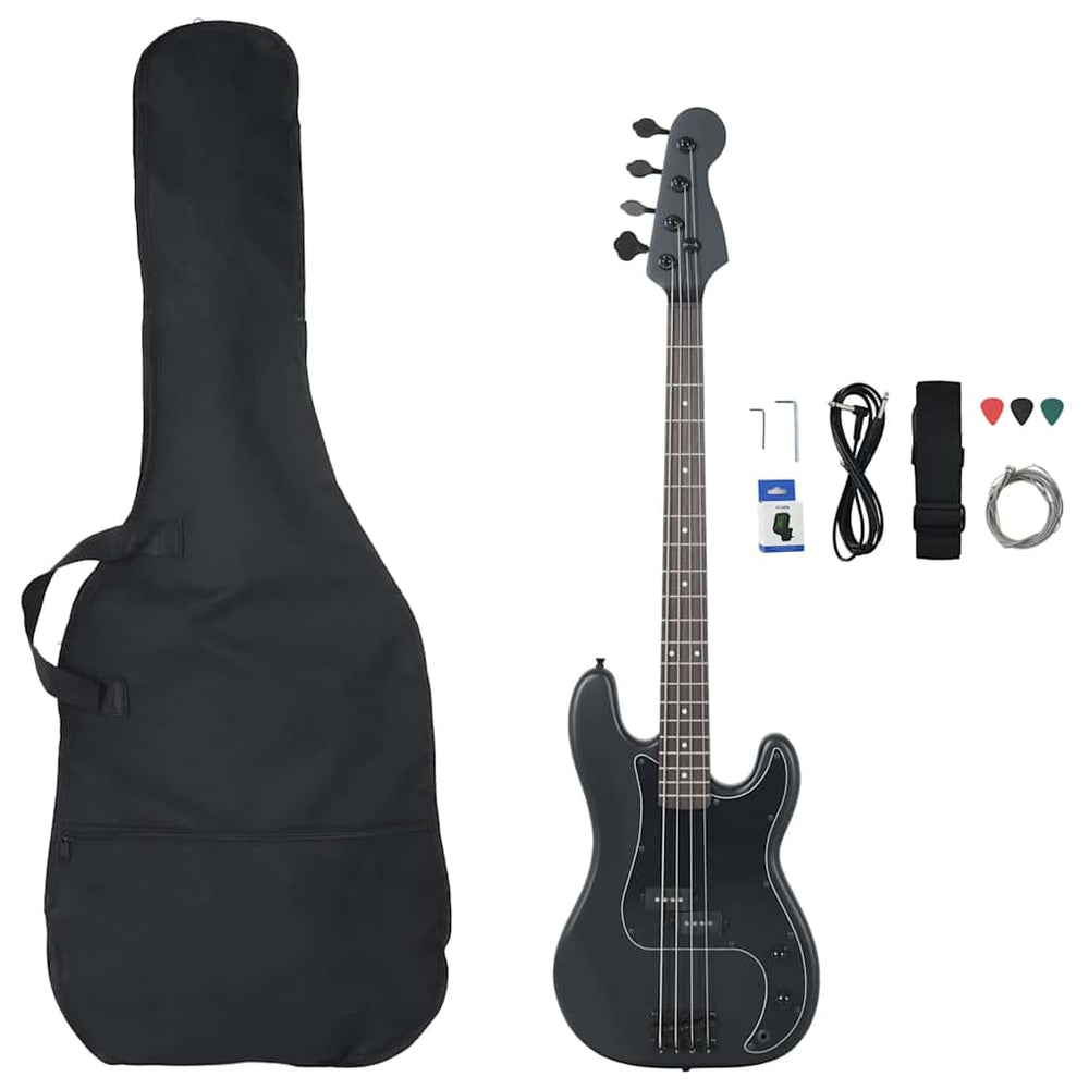vidaXL Electric Bass Guitar for Beginners with Bag Black 4/4 46"