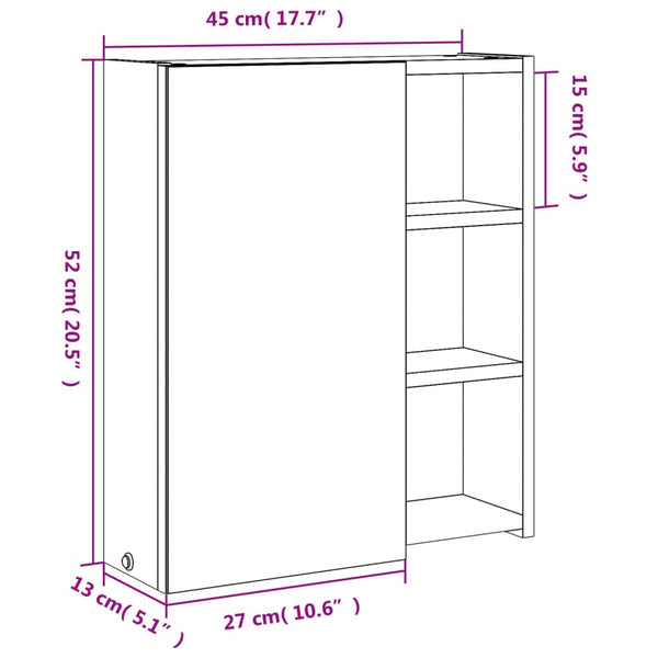 LED Spiegelschrank Weiß 45x13x52 cm