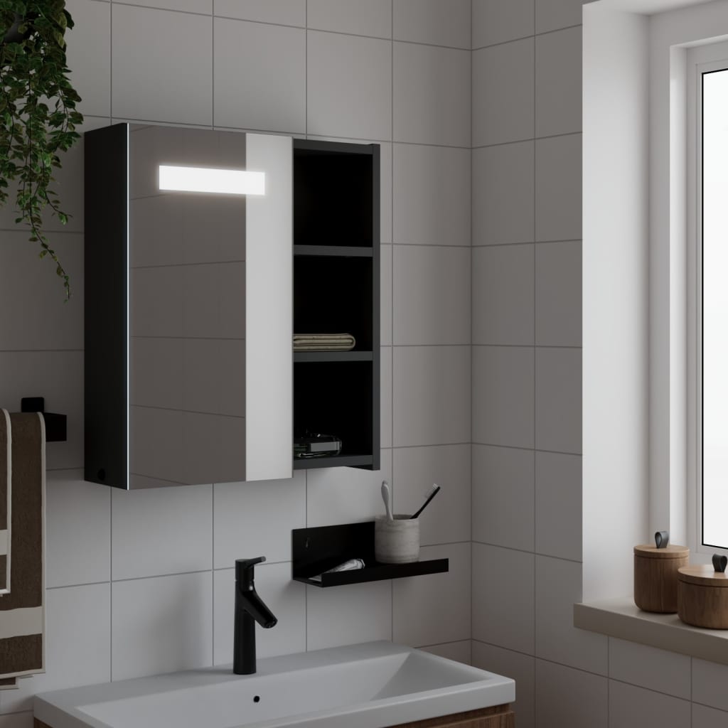 LED Spiegelschrank Schwarz 45x52 cm