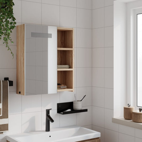 Spiegelschrank mit LED Eichenoptik 45 cm