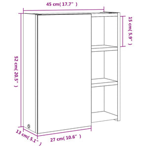 Spiegelschrank mit LED Eichenoptik 45 cm
