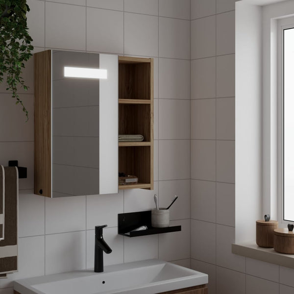 Spiegelschrank mit LED Eichenoptik 45 cm
