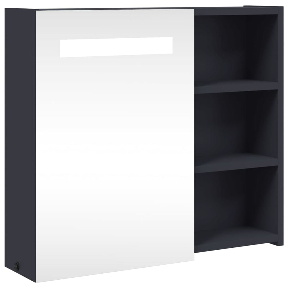 Spiegelschrank mit LED-Beleuchtung Grau 60 cm