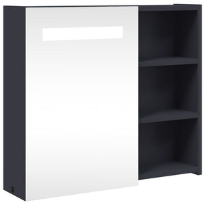 Spiegelschrank mit LED-Beleuchtung Grau 60 cm