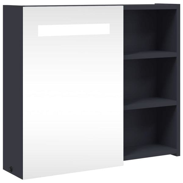Spiegelschrank mit LED-Beleuchtung Grau 60 cm