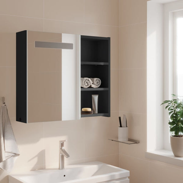Spiegelschrank mit LED-Beleuchtung Grau 60 cm
