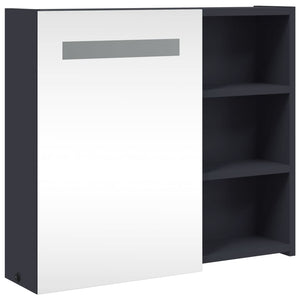 Spiegelschrank mit LED-Beleuchtung Grau 60 cm