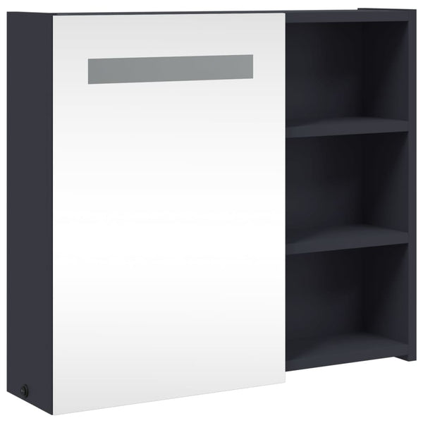 Spiegelschrank mit LED-Beleuchtung Grau 60 cm