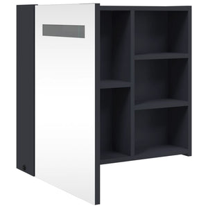 Spiegelschrank mit LED-Beleuchtung Grau 60 cm