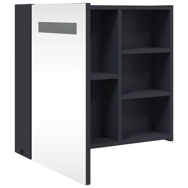Spiegelschrank mit LED-Beleuchtung Grau 60 cm