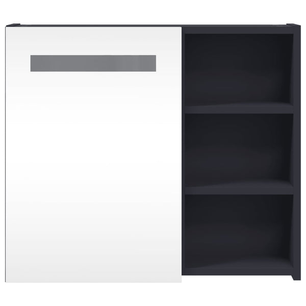 Spiegelschrank mit LED-Beleuchtung Grau 60 cm
