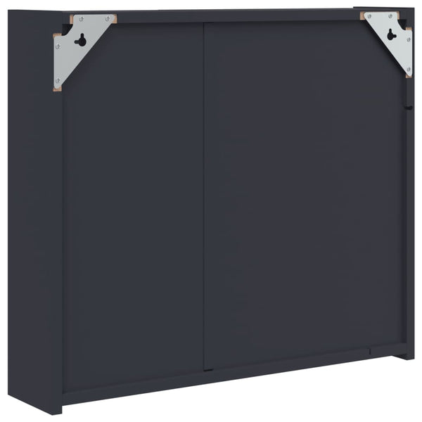 Spiegelschrank mit LED-Beleuchtung Grau 60 cm