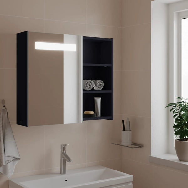 Spiegelschrank mit LED-Beleuchtung Grau 60 cm
