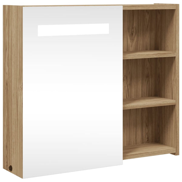 Spiegelschrank mit LED Eichenoptik 60 cm