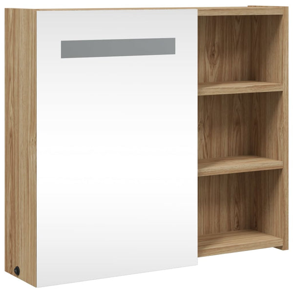 Spiegelschrank mit LED Eichenoptik 60 cm