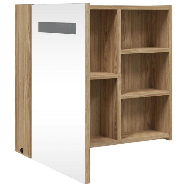 Spiegelschrank mit LED Eichenoptik 60 cm