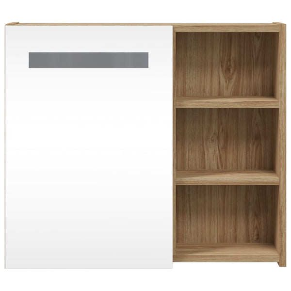 Spiegelschrank mit LED Eichenoptik 60 cm