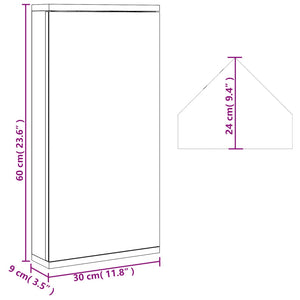 vidaXL Corner Mirror Cabinet Black 30x24x60 cm