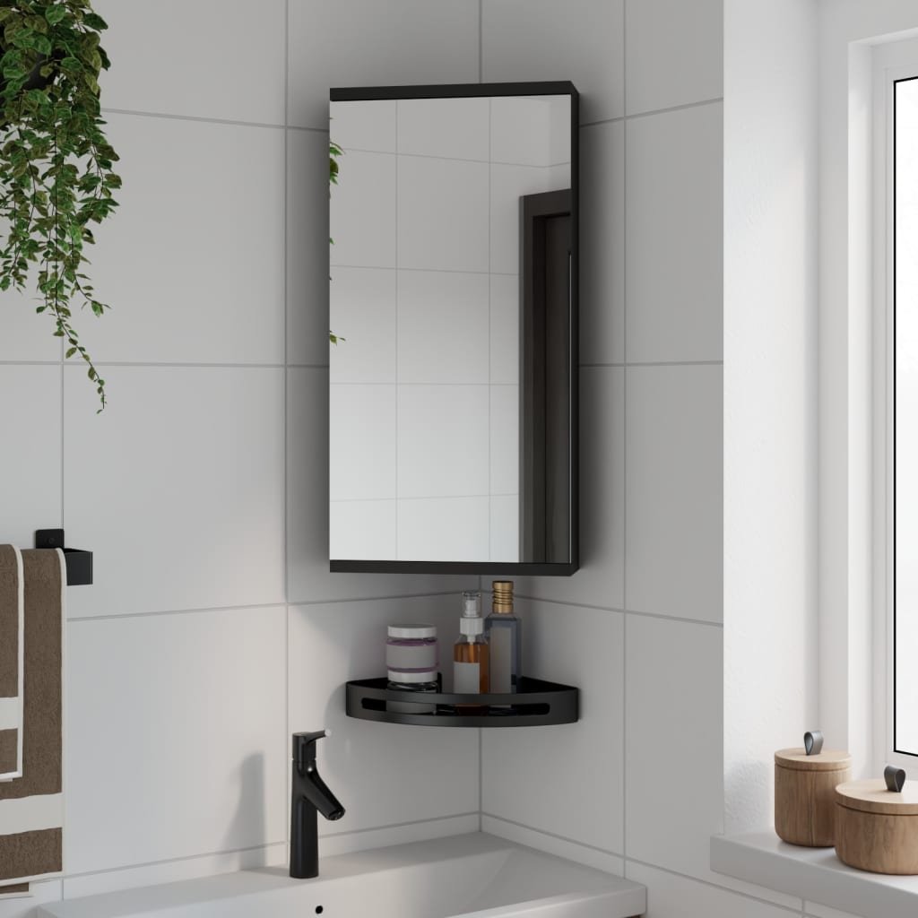 vidaXL Corner Mirror Cabinet Black 30x24x60 cm