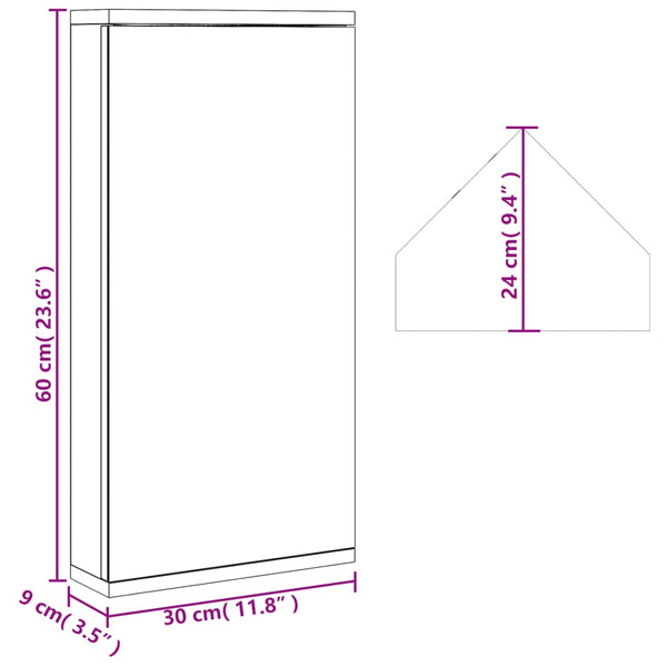 Eck Spiegelschrank Eiche 30x60 cm